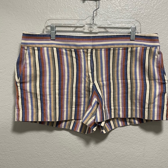 Loft The Riviera Short Linen Cotton Blend Striped in Pastel Size 14 - Picture 1 of 7